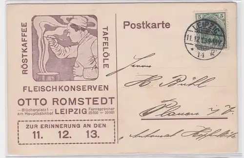 903612 Reklame Ak Leipzig Fleischkonserven Otto Romstedt 11.12.1913