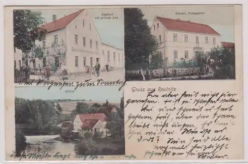 91956 Mehrbild Ak Gruß aus Reutnitz in Schlesien Gasthof, Post, Mühle 1909