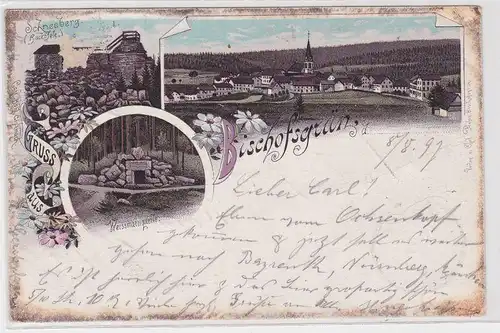 903329 Ak Lithographie Gruß aus Bischofsgrün Weissmannquelle usw. 1897