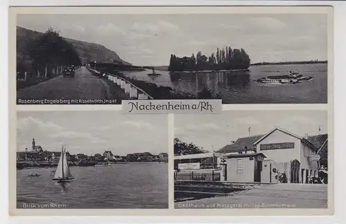 58332 Mehrbild Ak Nackenheim am Rhein Gasthaus und Metzgerei 1939