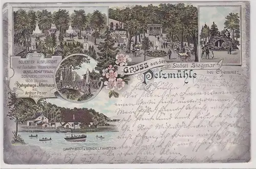 904268 Ak Lithographie Gruß aus der Pelzmühle Siegmar bei Chemnitz 1896