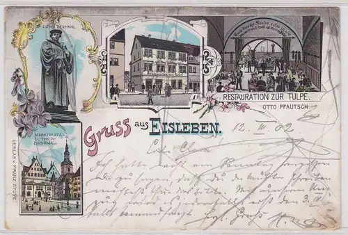 903553 Ak Lithographie Gruß aus Eisleben Restauration zur Tulpe 1902