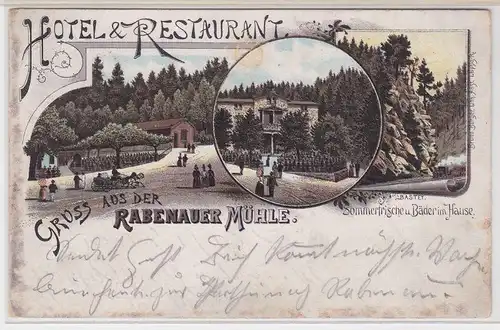 903555 Ak Lithographie Gruß aus der Rabenauer Mühle Hotel & Restaurant 1895