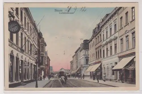 80369 Ak Neuss Crefelderstrasse mit Geschäften 1912