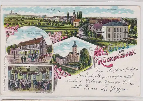 904135 Ak Lithographie Gruß aus Rückersdorf Restaurant "Erholung" usw. 1916