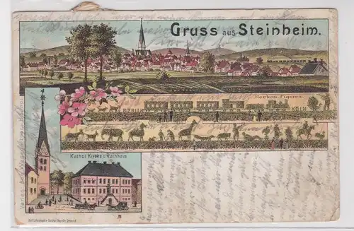 36485 Ak Lithographie GRuß aus Steinheim Hecken Figuren usw. 1907