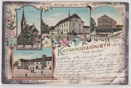 904132 Ak Lithographie Gruß aus Katharinenrieth Gasthof, Mühle usw. 1908