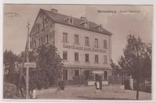 99566 Ak Weissenberg Hotel und Gasthaus zum Bahnhof 1936