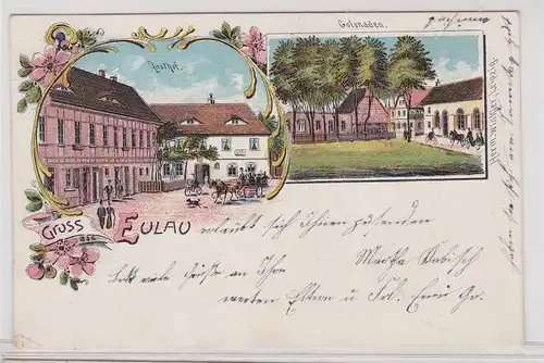 903567 Ak Lithographie Gruß aus Eulau bei Pegau Gasthof 1904