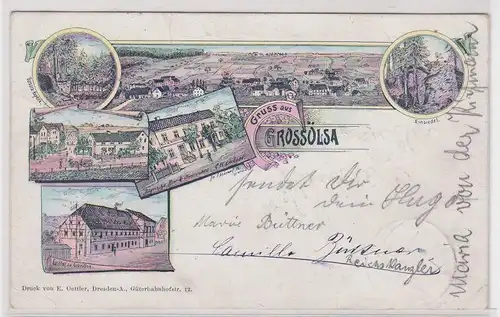 903554 Ak Lithographie Gruß aus Grossölsa Gasthof usw. 1898