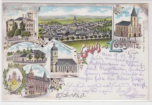 904131 Ak Lithographie Gruß aus Lössnitz im Erzgebirge 1897