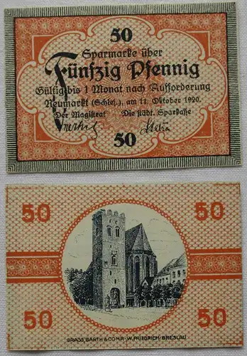 50 Pfennig Banknote Notgeld Neumarkt in Schlesien 11.10.1920  (104367)