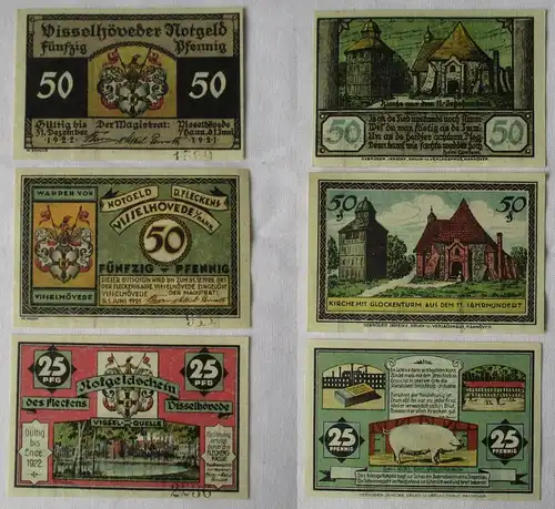 3 Banknoten Notgeld Flecken Visselhövede 1.6.1921 (100310)
