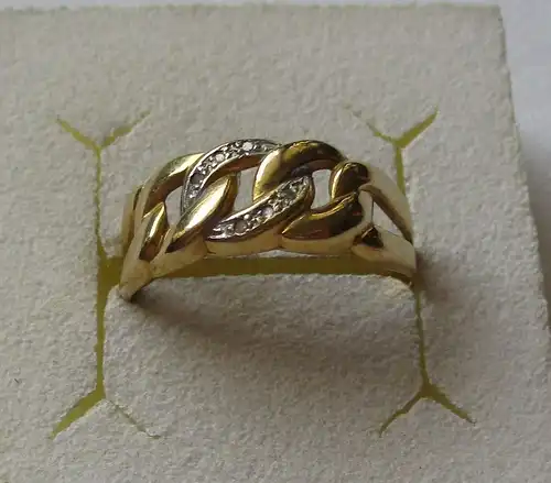 eleganter 750er Gold Damen Ring in Gliederform mit 6 kleinen Diamanten (124432)