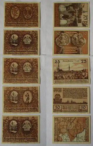 5 bis 75 Pfennig Banknoten Notgeld Stadt Leobschütz ohne Datum (129335)