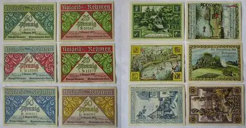 6 Banknoten Notgeld Gemeinde Rehmen 1.8.1921 (121719)