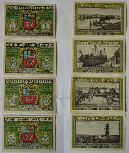 4 Banknoten Notgeld Brunsbüttelkoog Verein für Handel Gewerbe Industrie (128243)