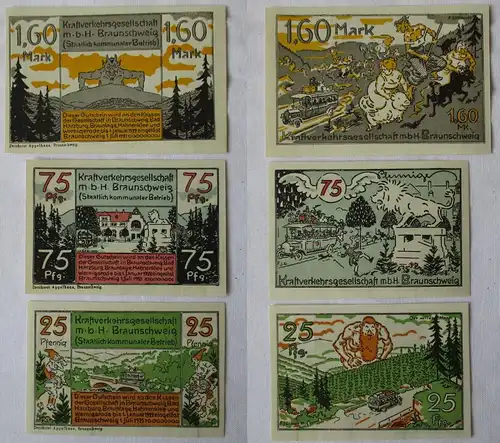 3 Banknoten Notgeld Kraftverkehrsgesellschaft mbH Braunschweig 1921 (126924)