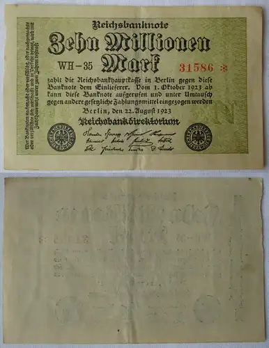 10 Millionen Mark Banknote Berlin 22.08.1923 Rosenberg 105 e (124228)