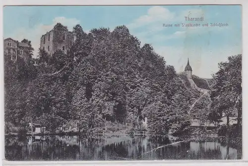82592 Ak Tharandt Ruine mit Schloßkirche und Schlossteich 1917