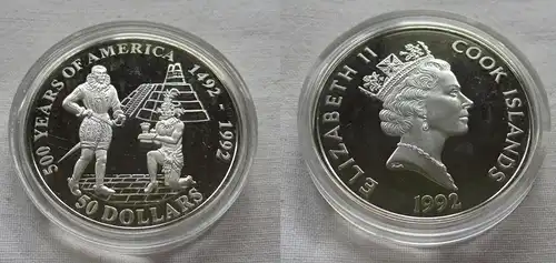 50 Dollar Silbermünze Cook Inseln 500 Jahre Amerika Pedro de Alvarado (157915)