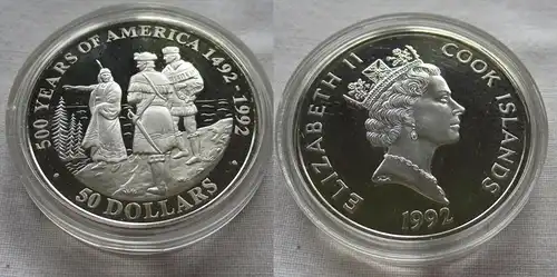 50 Dollar Silbermünze Cook Inseln 500 Jahre Amerika Lewis- und Clark-Ex.(158881)