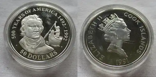 50 Dollar Silbermünze Cook Inseln 500 Jahre Amerika Alexander MacKenzie (159519)