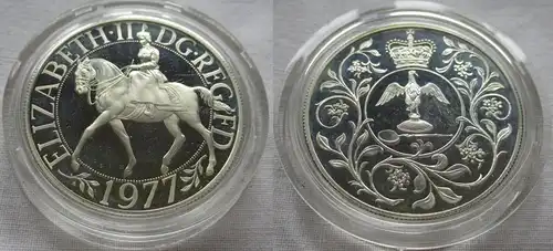 5 Schilling Crown Silber Münze Großbritannien Thronjubiläum 1977 PP (157536)