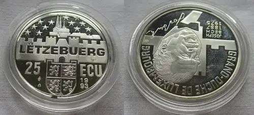 25 ECU Silber Münze Luxemburg Joseph Bech 1993 PP (155927)