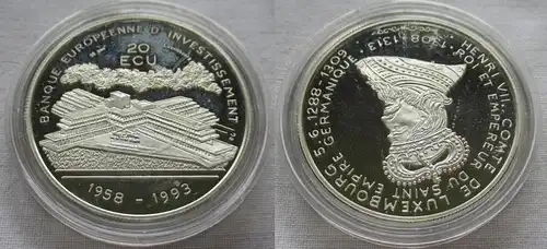 20 ECU Silber Münze Luxemburg Europäische Bank 1993 PP (157001)