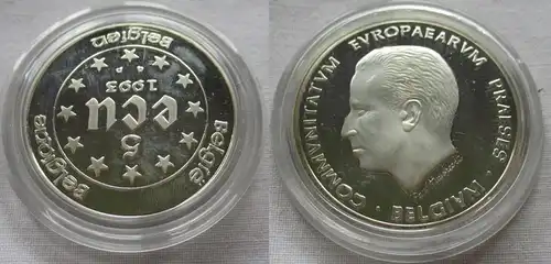 5 ECU Silber Münze Belgien Präsidentschaft im Europäischen Rat 1993 PP (150132)