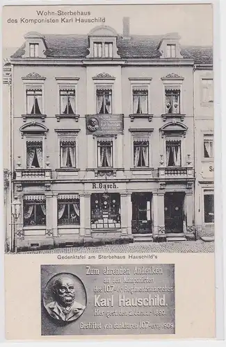 902986 AK Leisnig Wohn-Sterbehaus des Komponisten Karl Hauschild um 1910