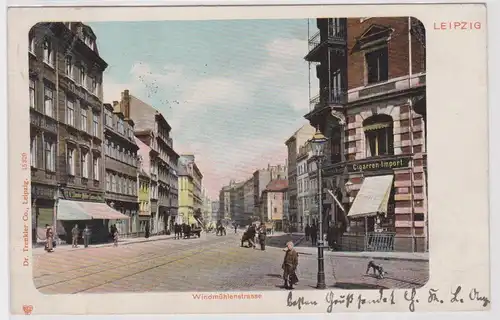 901197 Ak Leipzig Windmühlenstraße mit Geschäften 1902