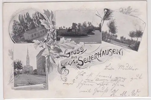 24375 Ak Gruß aus Leipzig Sellerhausen Emmaus Kirche, Turnhalle usw. 1902