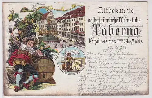 901305 Ak Lithographie Leipzig volksthümliche Weinstube Taberna 1910