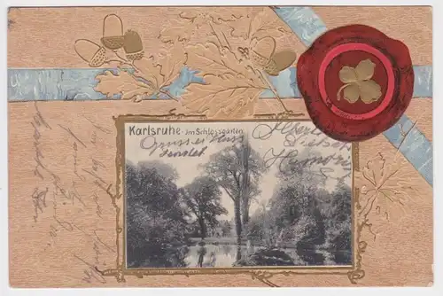 98494 Präge Ak Karlsruhe im Schloßgarten 1904