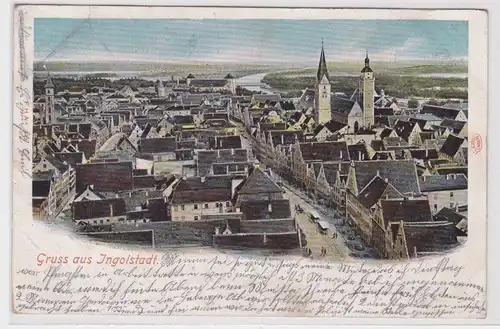 54739 Ak Gruß aus Ingolstadt Totalansicht 1902