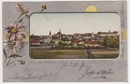 93313 Jugendstil Rahmen Ak Gruß aus Günzburg a.D. 1903