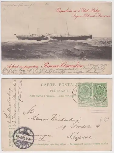 44549 GS Ak An Bord des Paketboot "Princesse Clementine" 1905