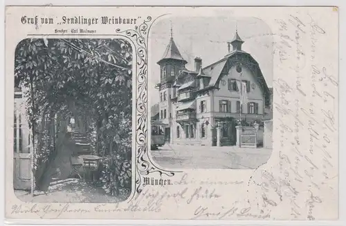 00502 Mehrbild Ak Gruß vom "Sendlinger Weinbauer" München 1901