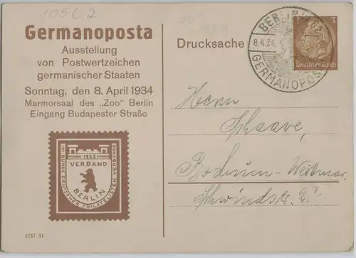 95266 Privat Ganzsache PP 122/C3/02 Germanoposta Ausstellung Berlin 1934