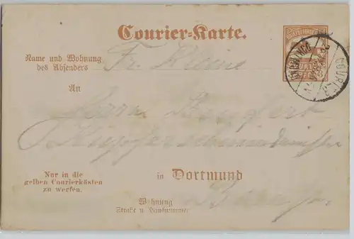 91042 Privatpost Ganzsachen Postkarte Courier Dortmund 3 Pfennig 1897