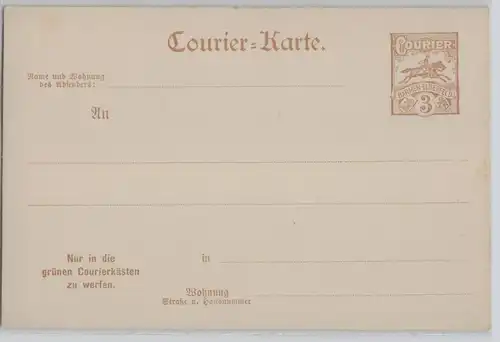 33261 Privatpost Ganzsachen Courier Karte Barmen Elberfeld 3 Pfennig vor 1900