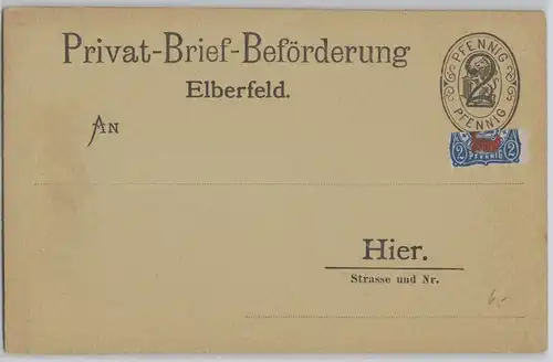 26786 Privatpost Ganzsachen Karte Privat Brief Beförderung Elberfeld vor 1900
