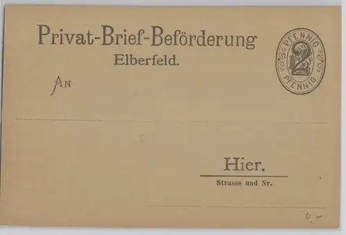 99863 Privatpost Ganzsachen Karte Privat Brief Beförderung Elberfeld vor 1900