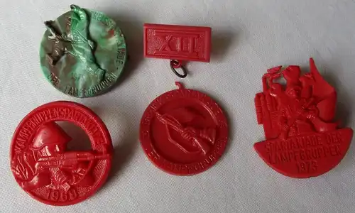 4x DDR Abzeichen Bezirks- u. Kreisspartakiade Kampfgruppen 1969, 1973-75 /124637