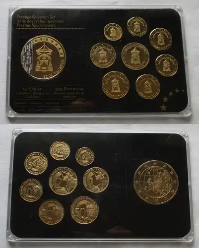 KMS Kursmünzensatz Proben Vatikan Specimen Set 24 Kt Goldauflage Rhodium /109903