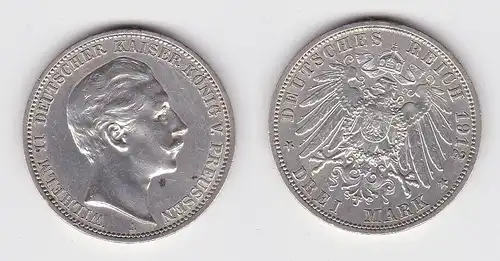 3 Mark Silbermünze Preussen Kaiser Wilhelm II 1912 A Jäger 103 ss (150451)