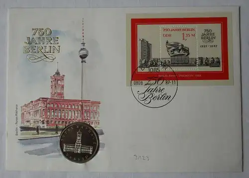 DDR Numisbrief mit 5 Mark 750 Jahre Berlin Rotes Rathaus 1987 (119416)