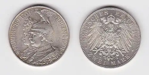 2 Mark Silbermünze Preussen 200 Jahre Königreich 1901 Jäger 105 vz (150247)